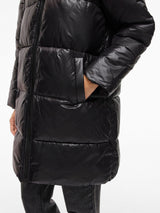 Vila Lidda L/S Hood Shinny puffer jacket - Black