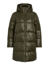 Vila Lidda L/S Hood Shinny puffer jacket - Forest Night