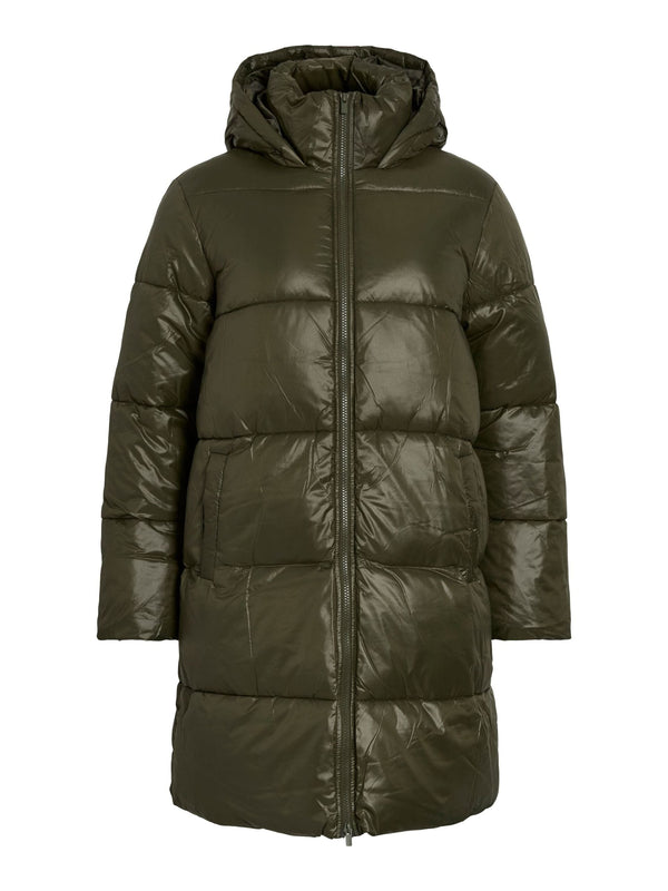 Vila Lidda L/S Hood Shinny puffer jacket - Forest Night