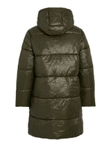 Vila Lidda L/S Hood Shinny puffer jacket - Forest Night