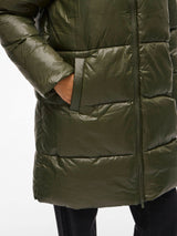 Vila Lidda L/S Hood Shinny puffer jacket - Forest Night