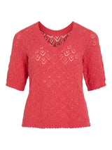 Vila Sava V-Neck 2/4 Knit - Hibiscus