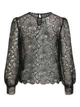 Vila Rhea O-Neck L/S Lace Top - Black
