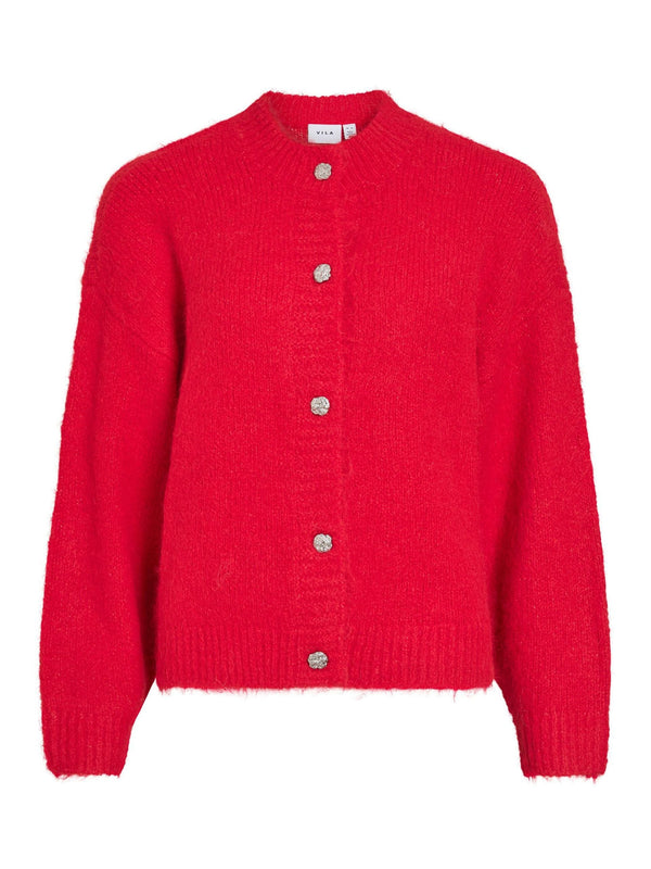 Vila Marley L/S Button Cardigan - Red