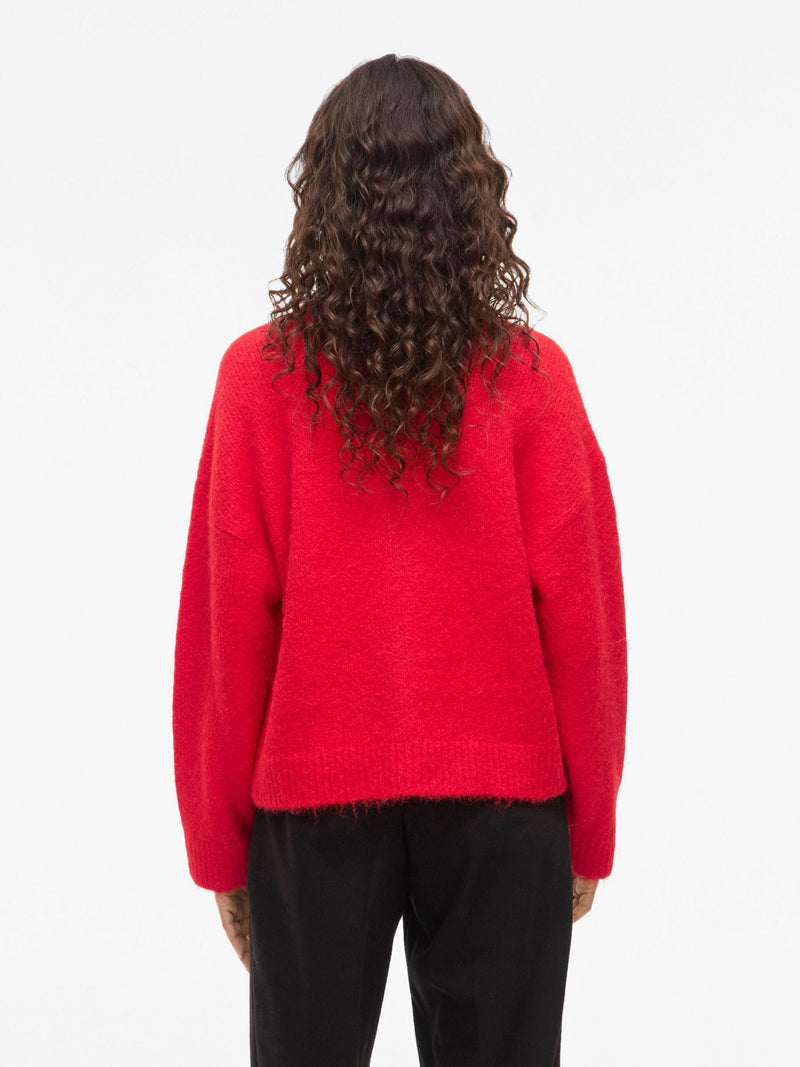 Vila Marley L/S Button Cardigan - Red