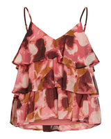 Vila Harleyg S/L Printed Ruffle Strap Top - Berry