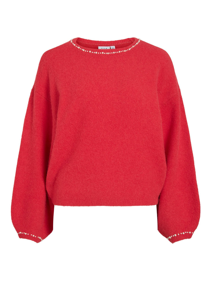 Vila Stella L/S Pearl Detail Pullover