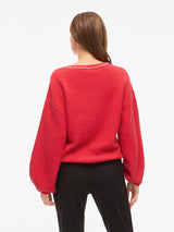 Vila Stella L/S Pearl Detail Pullover