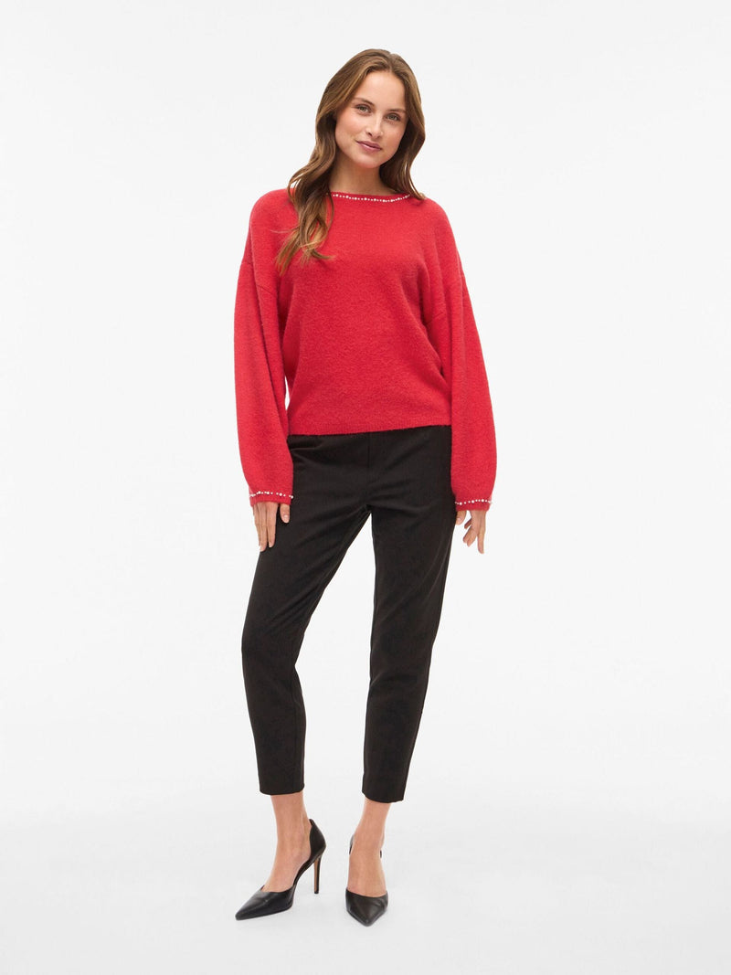 Vila Stella L/S Pearl Detail Pullover