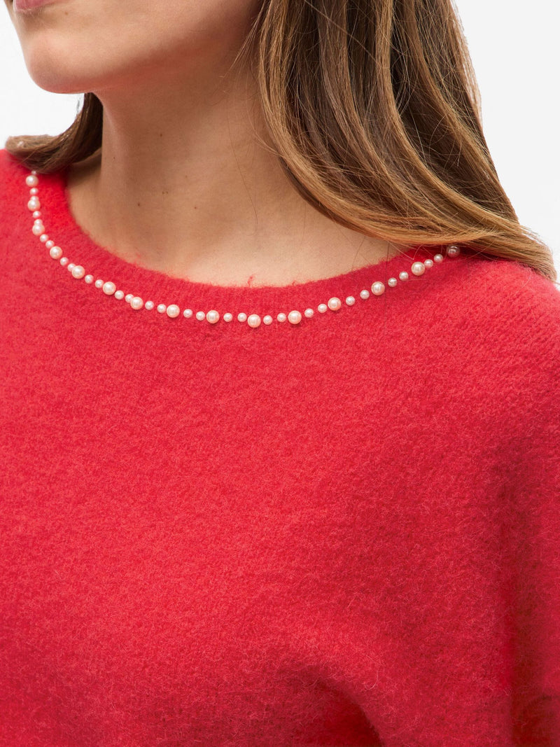 Vila Stella L/S Pearl Detail Pullover