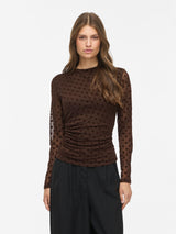 Vila Rikke L/S Funnel Neck Top - Brown