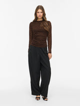 Vila Rikke L/S Funnel Neck Top - Brown