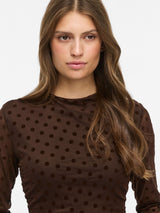 Vila Rikke L/S Funnel Neck Top - Brown
