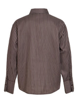 Vila Lora Striped L/S Shirt - Coffee Bean