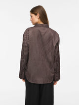 Vila Lora Striped L/S Shirt - Coffee Bean