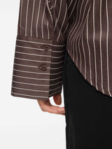 Vila Lora Striped L/S Shirt - Coffee Bean