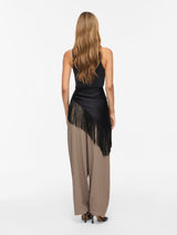 Vila Evaly Fringe Scarf  - Black