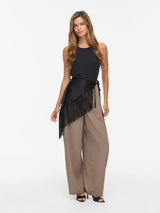 Vila Evaly Fringe Scarf  - Black