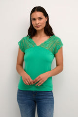 Culture Poppy Lace Top - Holly Green