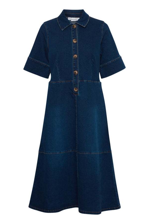 Pulz Deba SS Dress - Medium Blue Denim