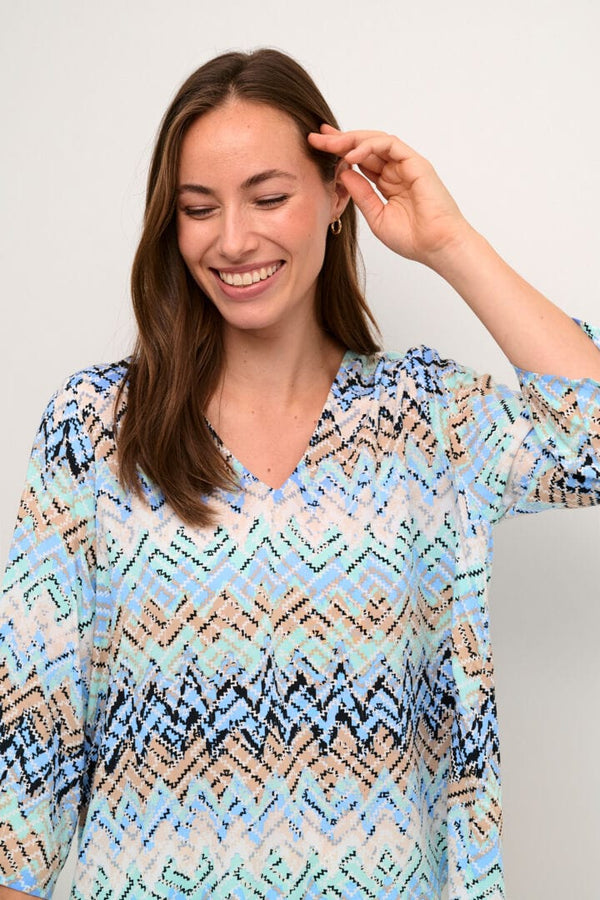 Culture Kendall Blouse - Blue Graphic
