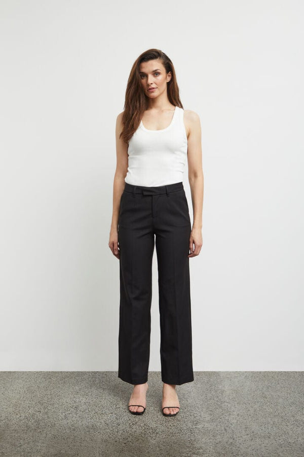 Pulz Bindy HW Pant Wide Leg - Black