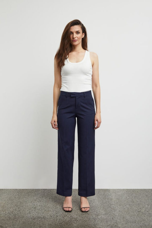 Pulz Bindy HW Pant Wide Leg - Navy