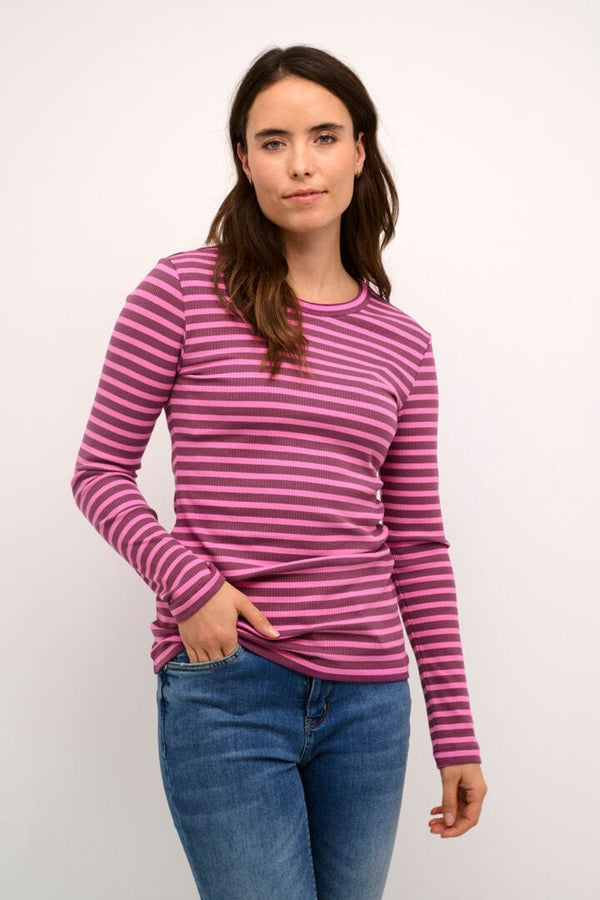 Culture Dolly  LS T-shirt - Violet/Pink Stripe