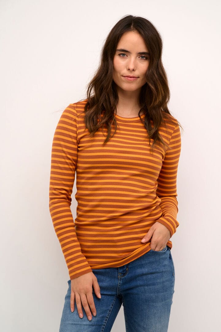 Culture Dolly  LS T-shirt - Spice Orange Stripe