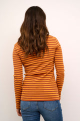 Culture Dolly  LS T-shirt - Spice Orange Stripe