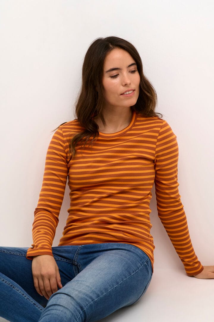 Culture Dolly  LS T-shirt - Spice Orange Stripe