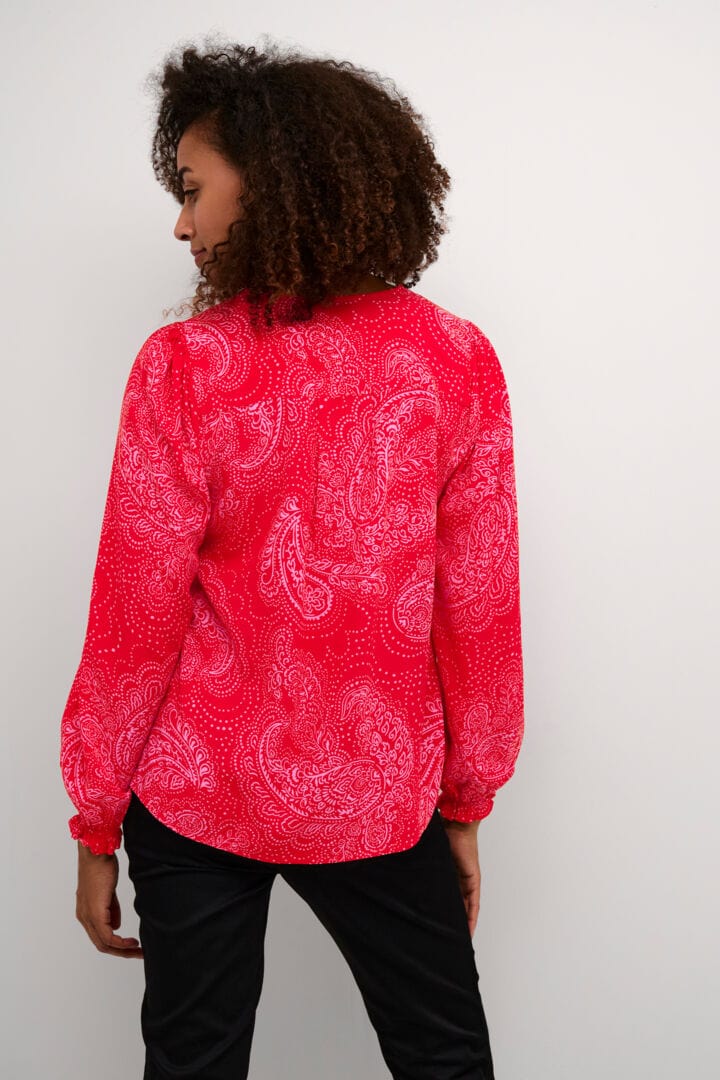 Culture Polly LS Blouse - Red/Pink Paisley