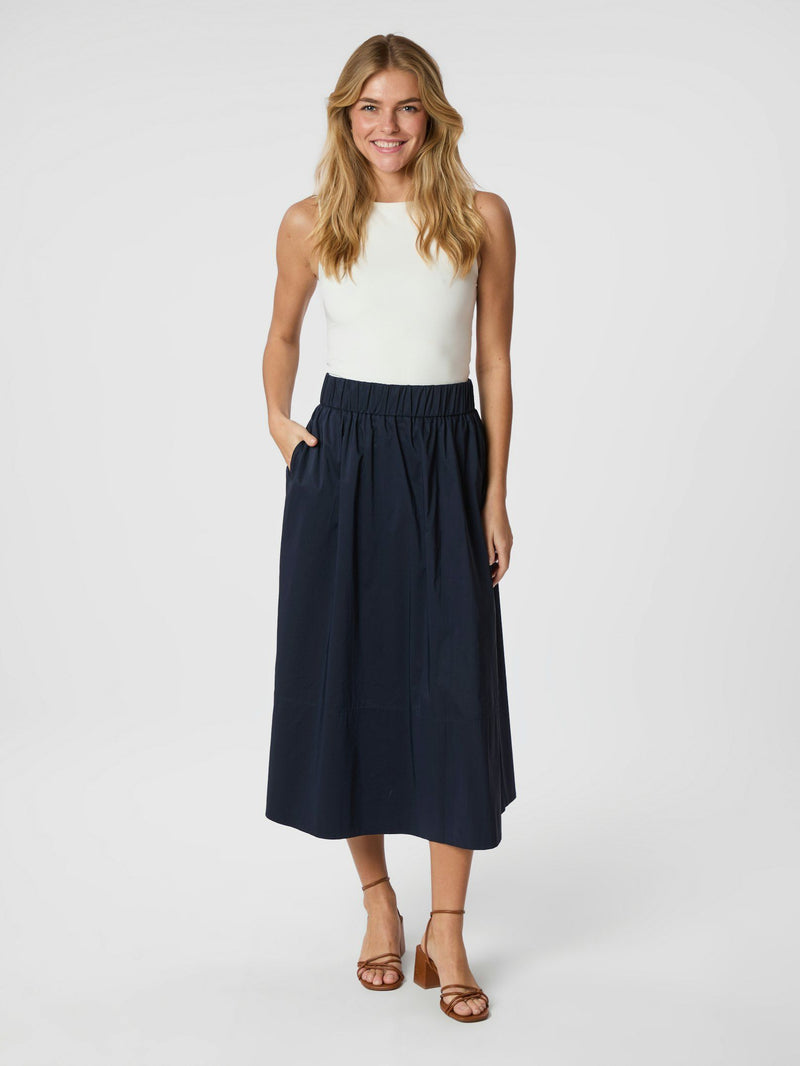 Neo Noir Yara Poplin Skirt - Navy