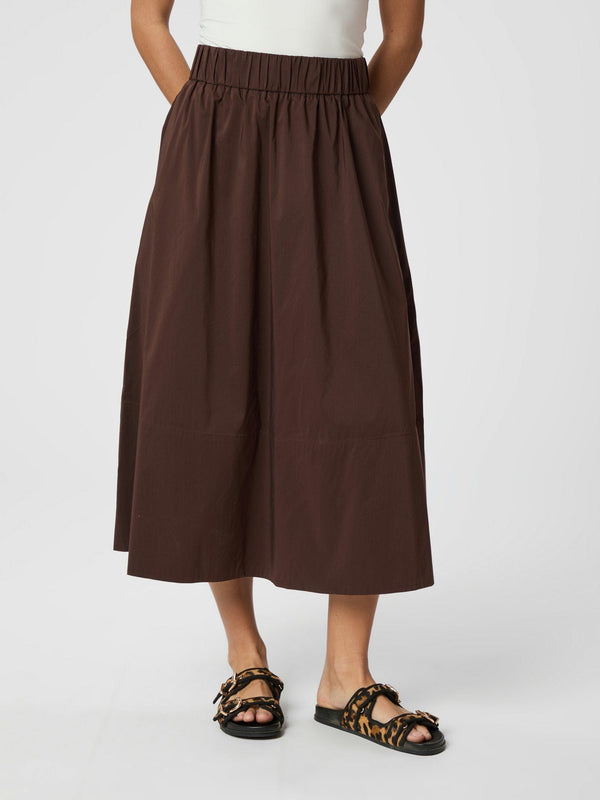 Neo Noir Yara Poplin Skirt - Dark Brown