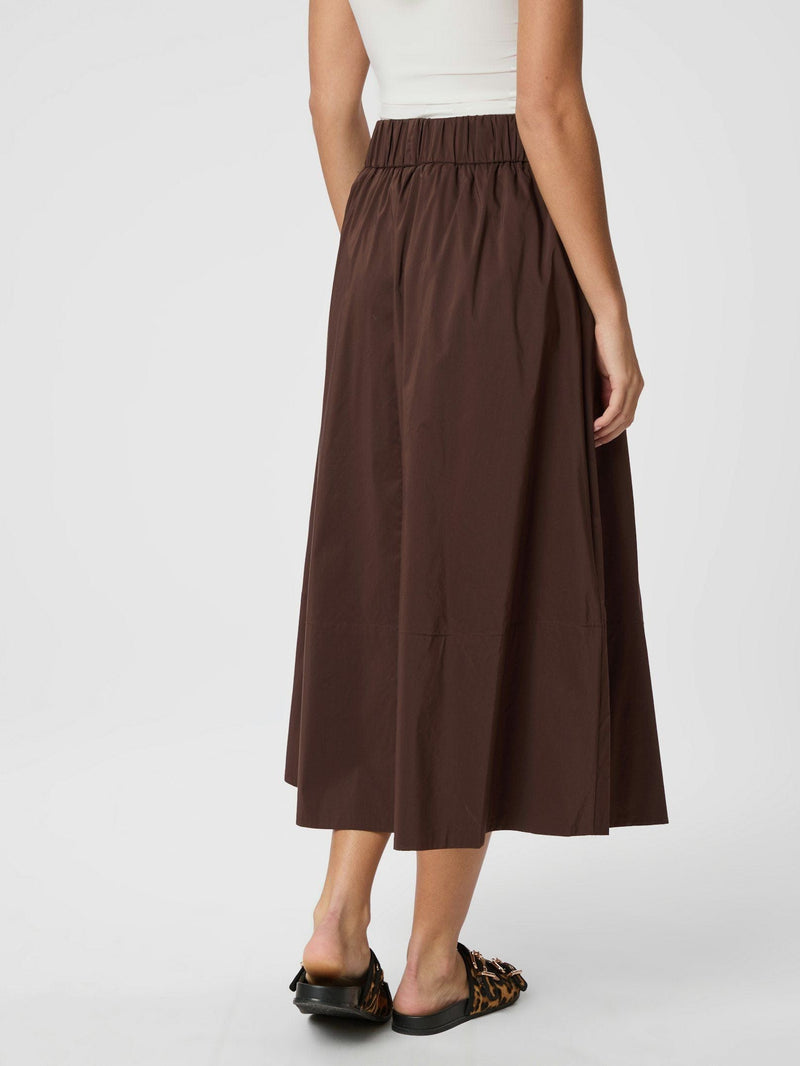 Neo Noir Yara Poplin Skirt - Dark Brown