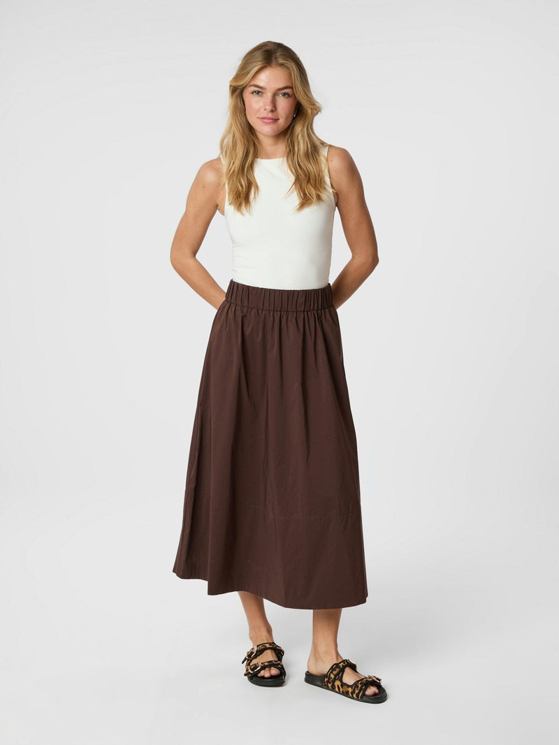 Neo Noir Yara Poplin Skirt - Dark Brown