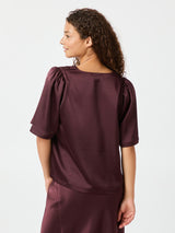 Neo Noir Largo Heavy Sateen Blouse - Burgundy