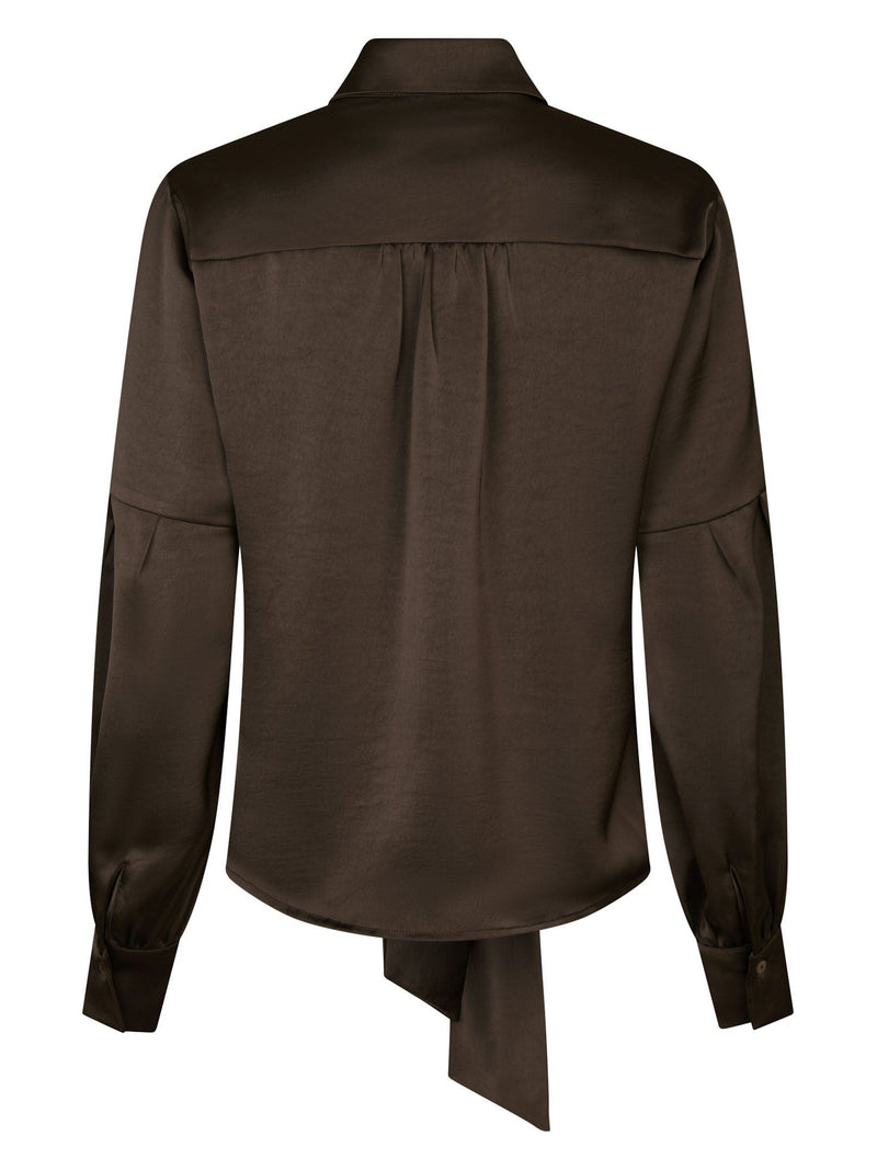 Neo Noir Naja Satin Shirt - Dark Brown