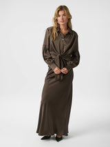 Neo Noir Naja Satin Shirt - Dark Brown