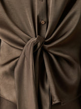 Neo Noir Naja Satin Shirt - Dark Brown