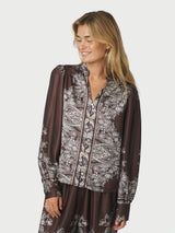 Neo Noir Massima Paisley Border Blouse - Brown