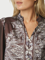 Neo Noir Massima Paisley Border Blouse - Brown