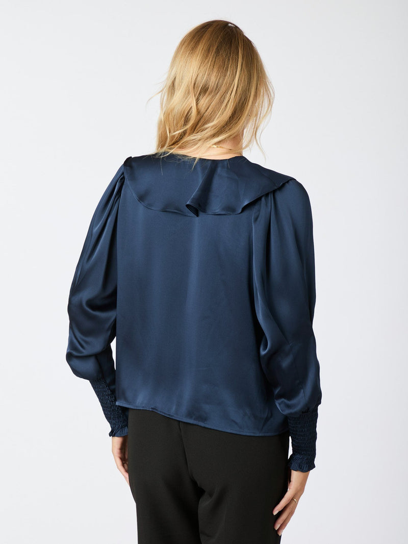 Neo Noir Sandie Sateen Blouse - Navy