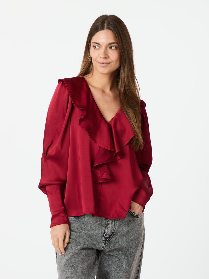 Neo Noir Sandie Sateen Blouse - Wine