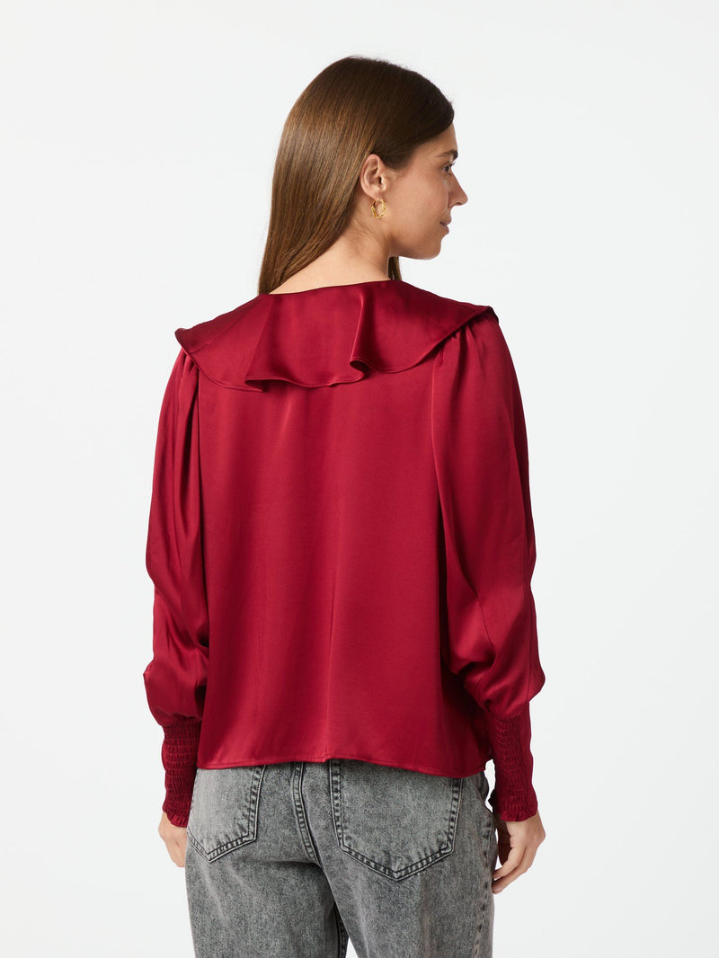 Neo Noir Sandie Sateen Blouse - Wine