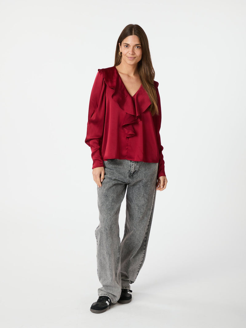 Neo Noir Sandie Sateen Blouse - Wine