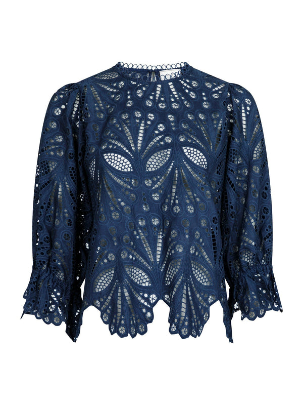 Neo Noir Adele Embroidery Blouse - Navy