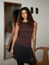 Neo Noir Talia Glitter Knit Top - Burgundy