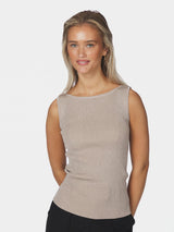 Neo Noir Talia Glitter Knit Top - Sand