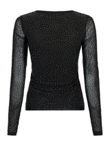 Neo Noir Basira Stone Mesh Blouse - Black